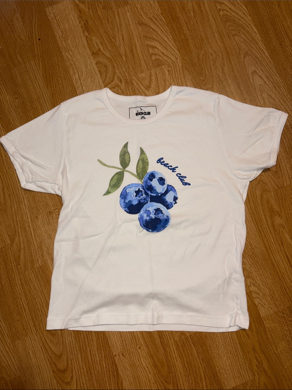 White T-Shirt with Blue Berry Graphic